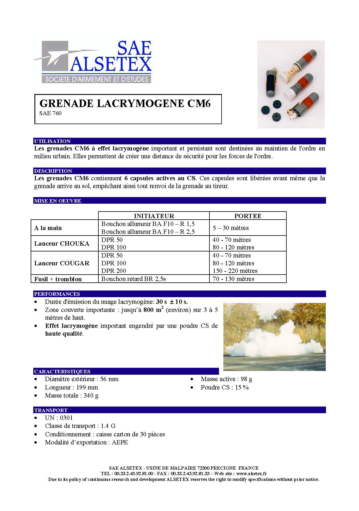 Grenades Lacrymogènes CM6